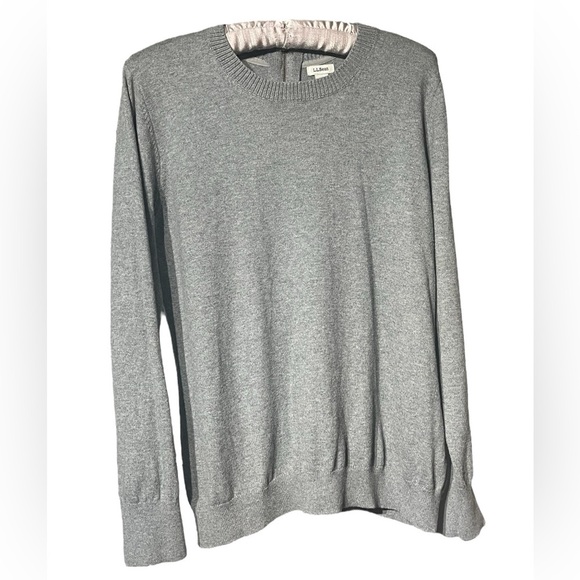 L.L. BeanCotton Cashmere Blend Crew Neck  Back Zip Sweater in Gray Women’s - Picture 2 of 13